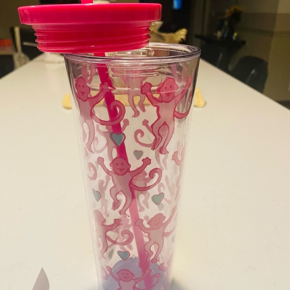 Starbucks Ă— Roller Rabbit Lovely Monkey Plastic Cold Cup 24oz NEW - Picture 10 of 11
